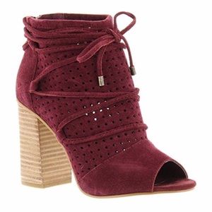 Lace up peep toe ankle boots